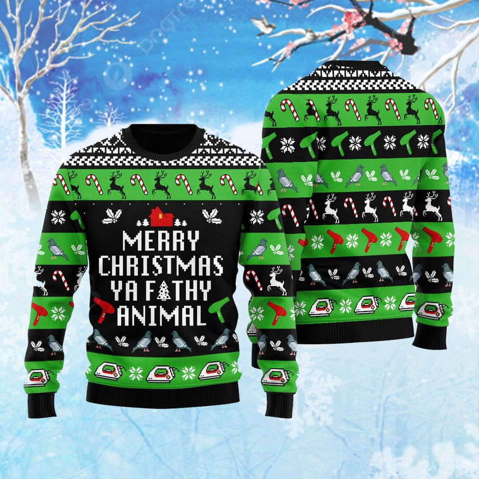 Funny Saying Ya Filthy Animal Ugly Sweater,Home Alone Ugly Christmas Sweater