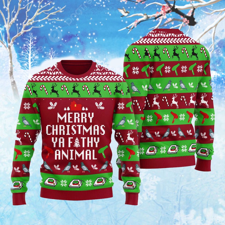 Funny Saying Ya Filthy Animal Ugly Sweater,Home Alone Ugly Christmas Sweater - Image 3