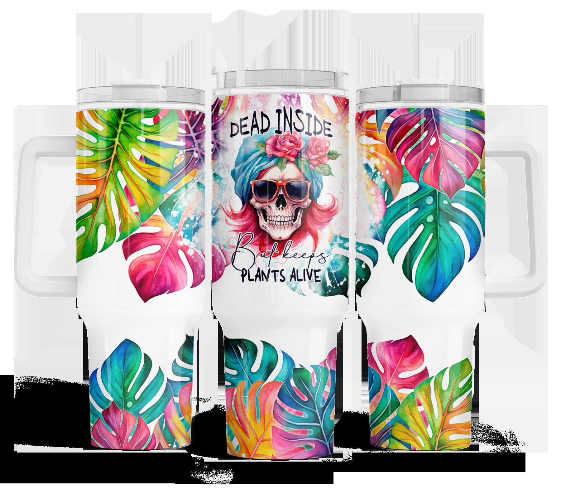 Funny Skeleton Colorful Tropical Plant Custom Stanley Cup 40 oz 30 oz Tumbler With HandleTVC2301165