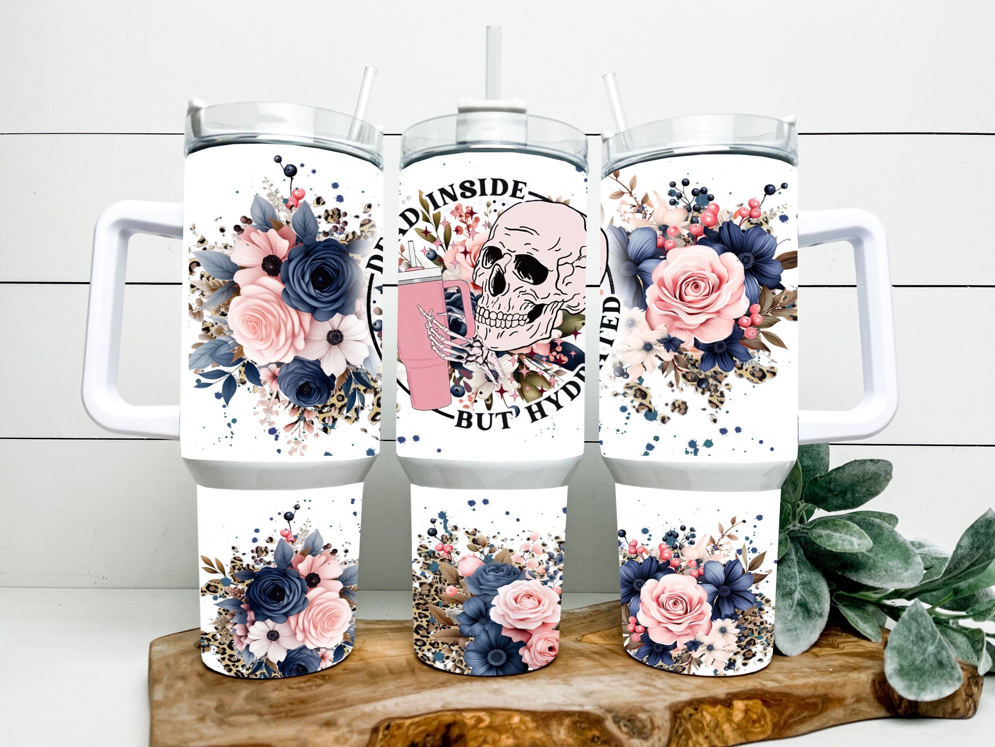 Funny Skeleton Floral Leopard Print Custom Stanley Cup 40 oz 30 oz Tumbler With HandleTVC2301164