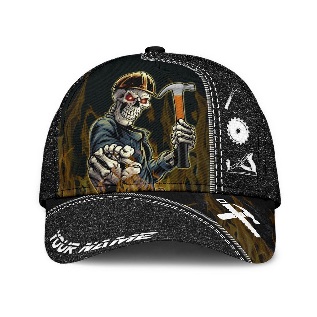 Funny Skull Carpenter Hat for Men, Carpentry 3D Baseball Cap for Skull Lovers Trucker Hats Custom Hats Gifts For Men & Women
