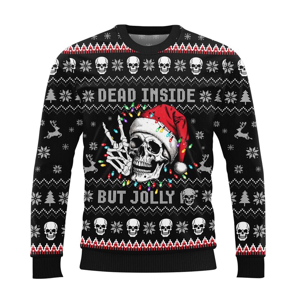 Funny Skull Christmas Ugly Sweater