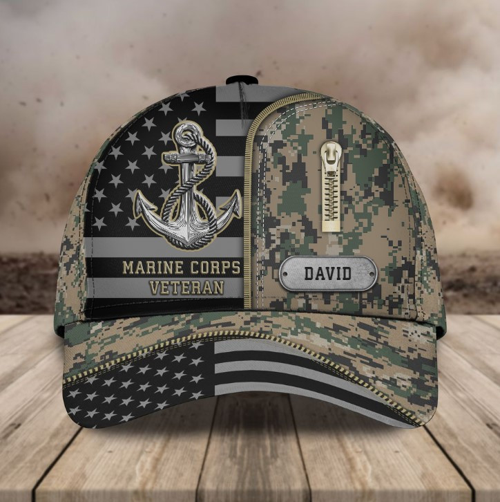 Funny Skull Marine Corp Camo Classic Cap for Husband Veteran Hat for Skull Lovers Trucker Hats Custom Hats Gifts For Men & Women