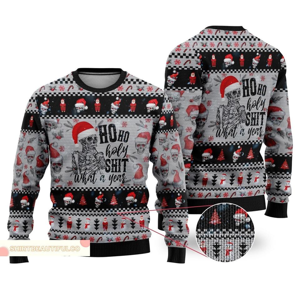 Funny Skull Ugly Christmas Sweater - Seasonal Humor