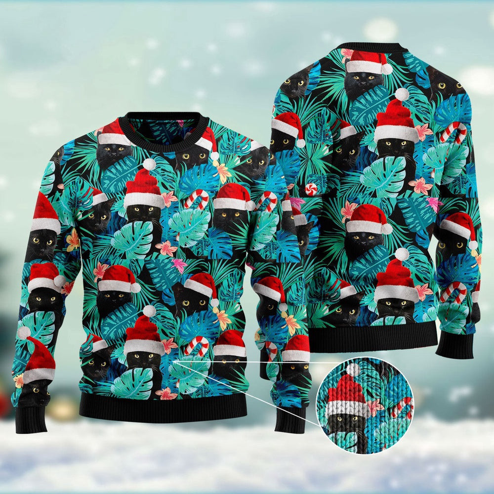Funny Sweaters Black Cat Ugly Christmas Sweater Gift For Cat Lover