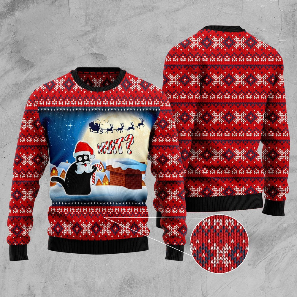 Funny Sweaters Black Cat What Ugly Christmas Sweater Gift For Cat Lover