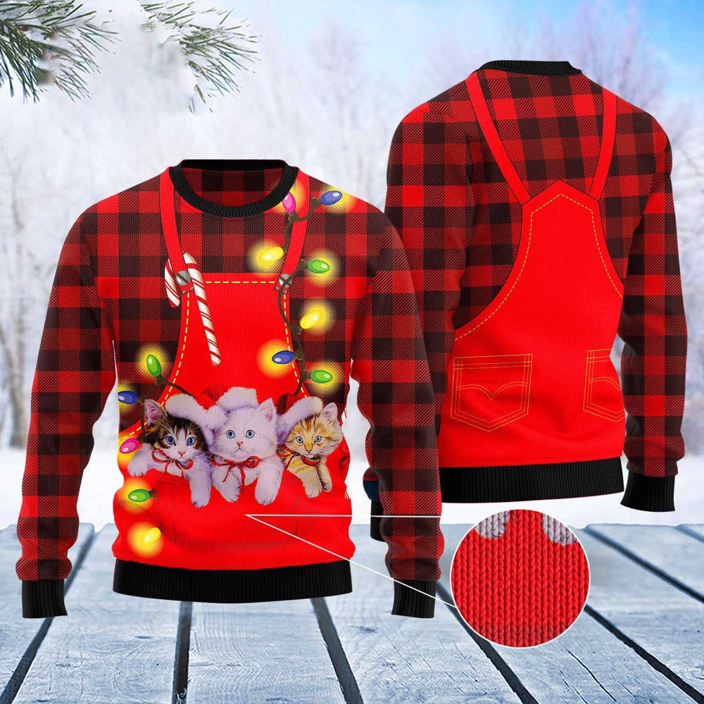 Funny Sweaters Cat Pocket Christmas Ugly Christmas Sweater Gift For Cat Lover