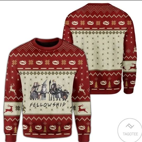 Funny The Fellowship Ugly Sweater, Lord of the Rings Ugly Christmas Sweater - Image 2