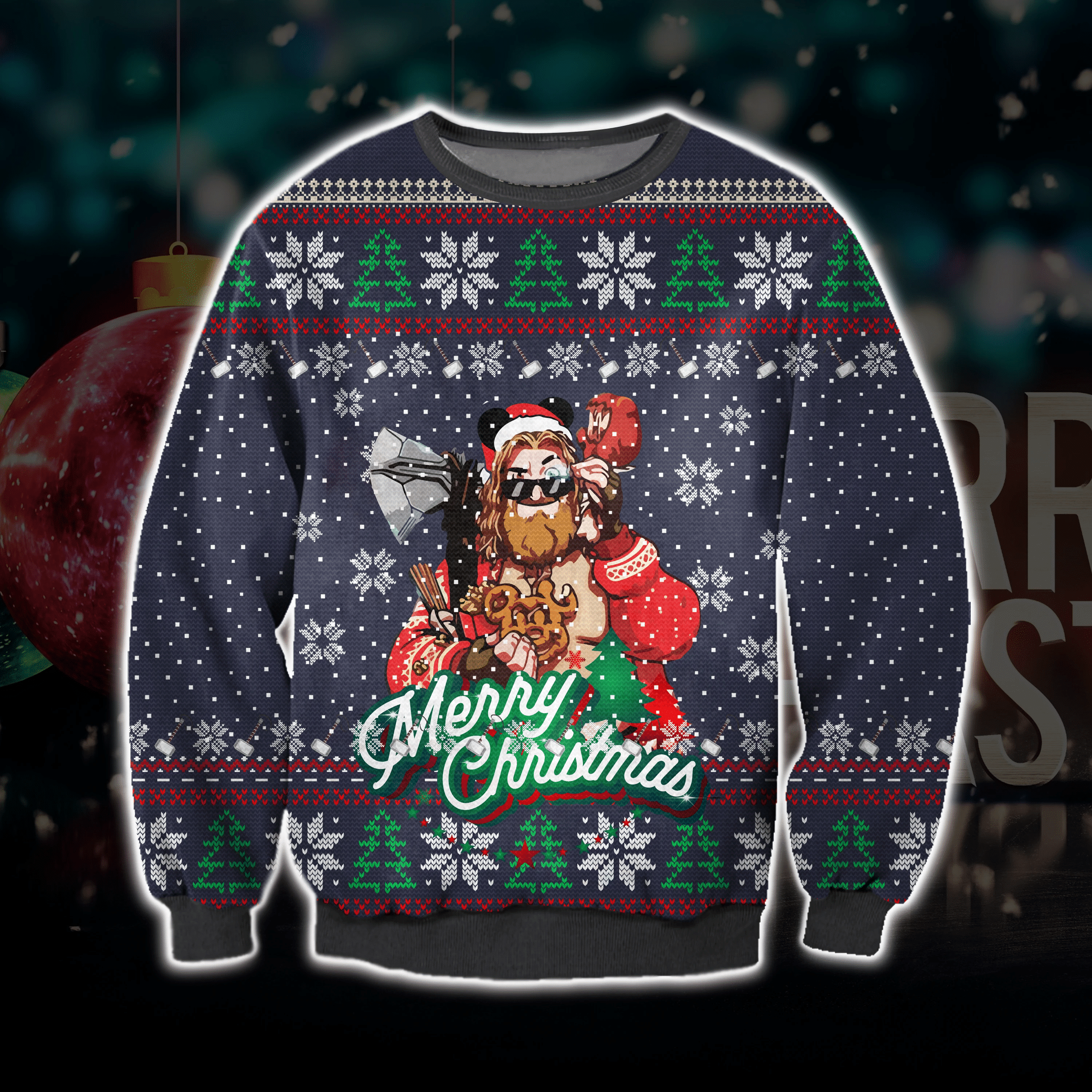 Funny Thor Ugly Christmas Sweater Adult 3D Funny Matching for family