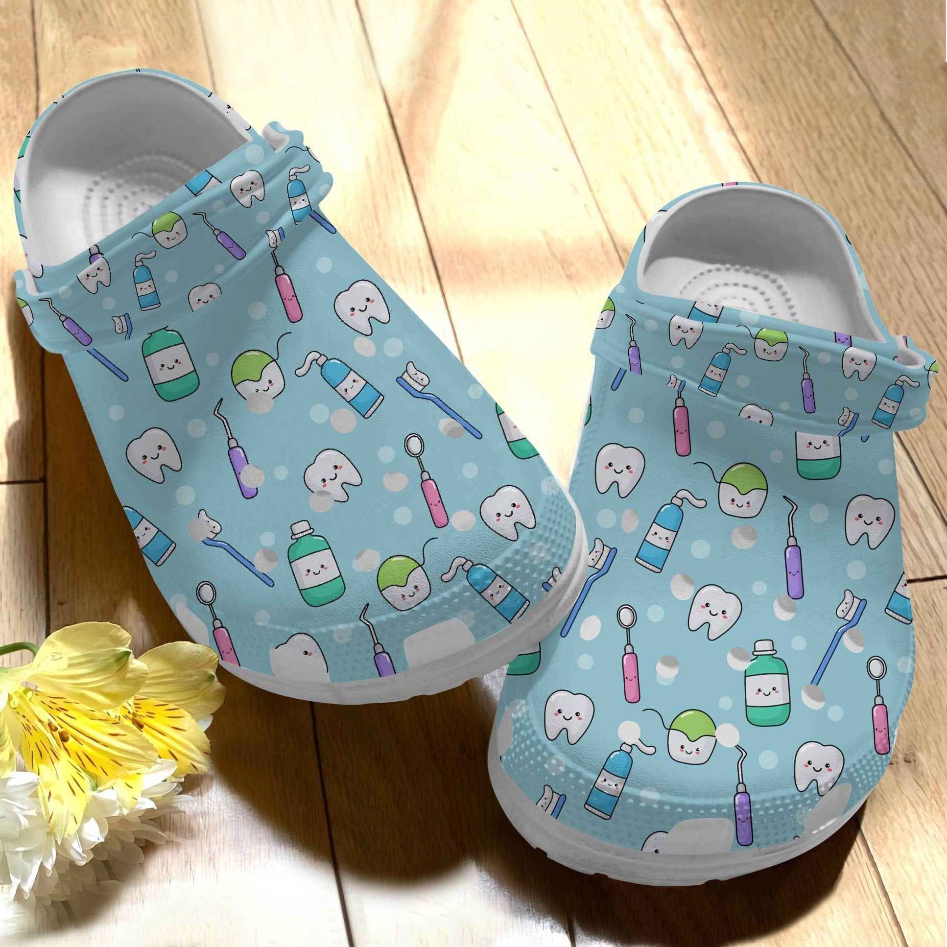 Funny Toothpaste And Teeth Shoes - Dentist clogs Gift