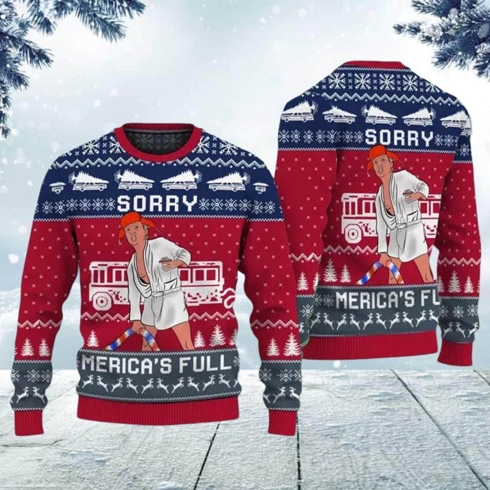 Funny Trump 2024 Sweater, Shitters Full Donald Trump Christmas Ugly Sweater