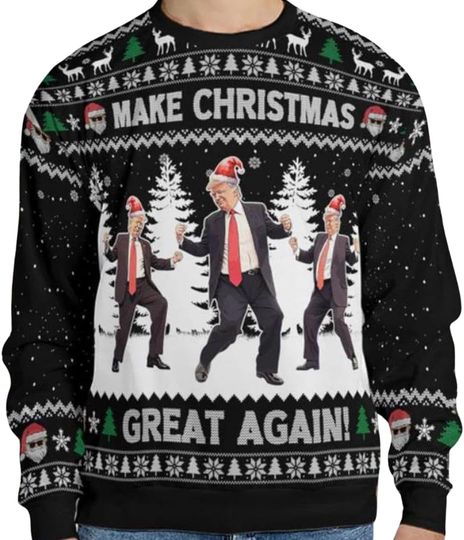 Funny Trump Dancing Make Christmas Great Again Ugly Sweater, Funny Trump Ugly Sweater - Image 2
