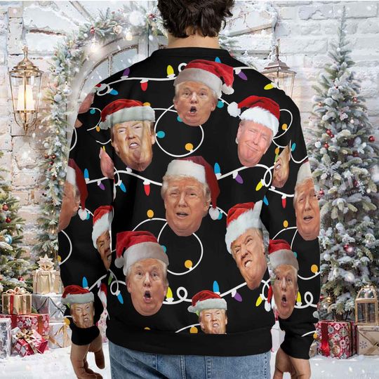 Funny Trump Face Christmas Sweatshirt - Image 8