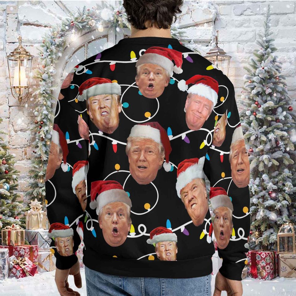 Funny Trump Face Christmas Sweatshirt - Image 3