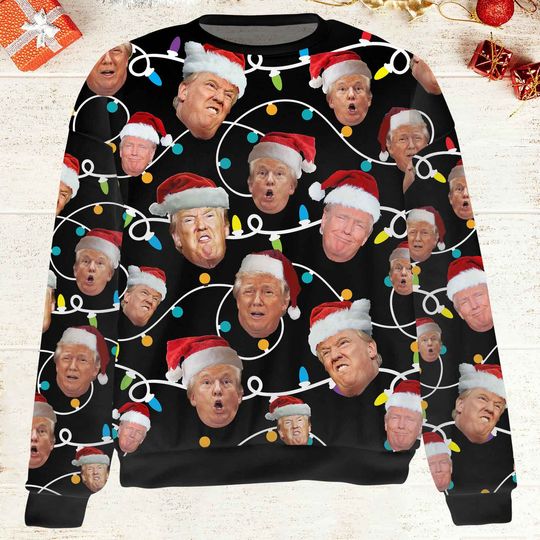 Funny Trump Face Christmas Sweatshirt - Image 6