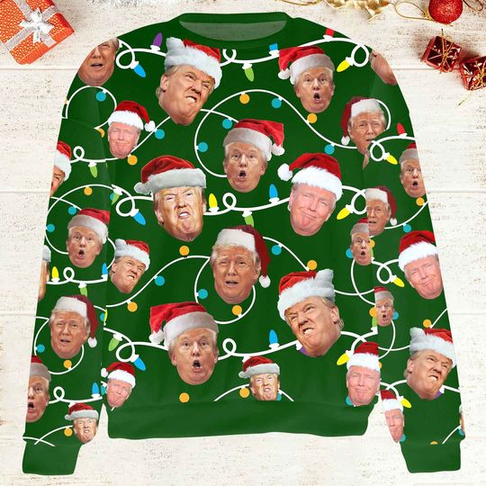 Funny Trump Face Christmas Sweatshirt - Image 7