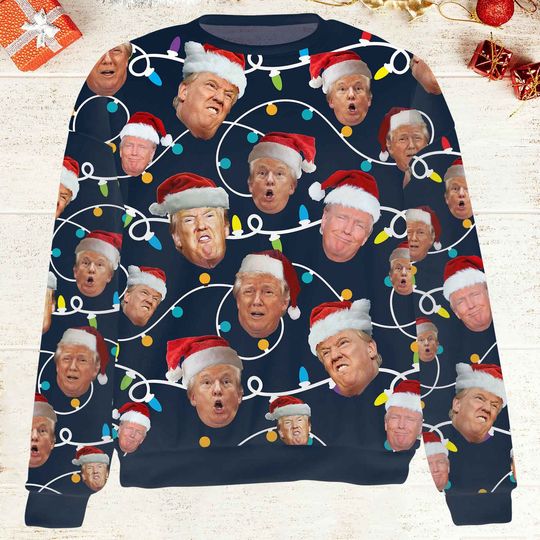 Funny Trump Face Christmas Sweatshirt - Image 10