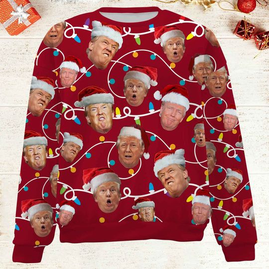 Funny Trump Face Christmas Sweatshirt - Image 9