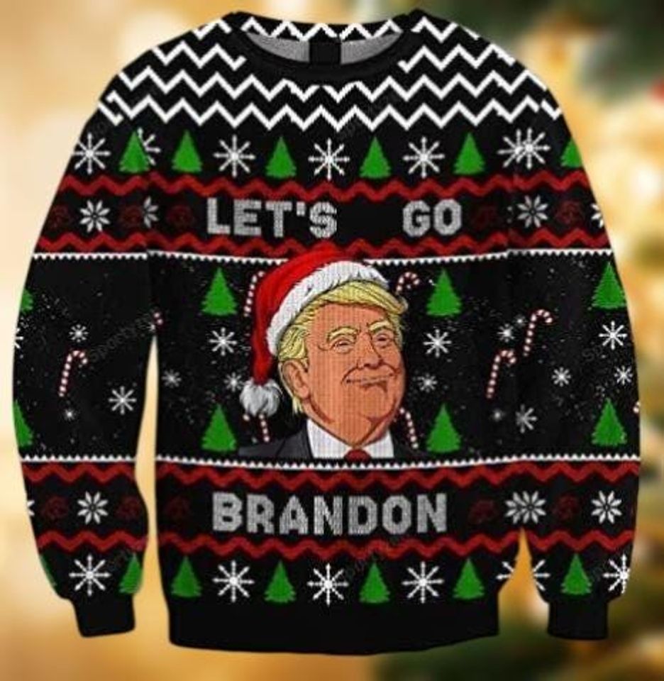 Funny Trump Santa Ugly Christmas Sweater, Trump Let's Go Brandon Sweater
