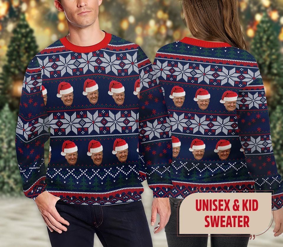 Funny Trumpmas Christmas Ugly Sweater, Santa Trump 2024 Ugly Christmas Sweatshirt
