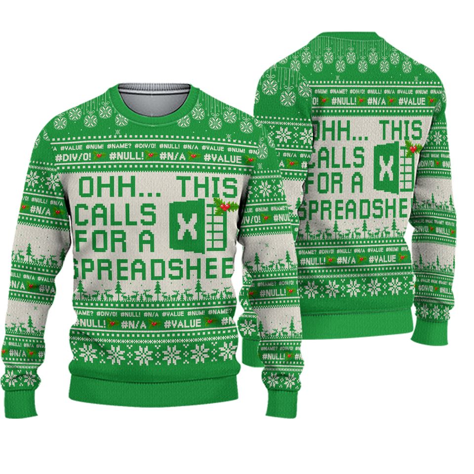 Funny Ugly Christmas Sweater For Coworkers, Boss, This Calls For A Spreadsheet Christmas Sweater, Tax Accountant Gift, Idea Xmas Gift 2025