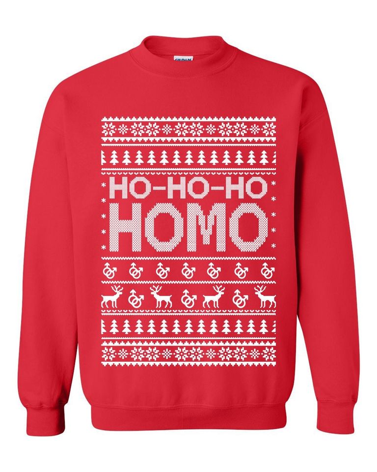 Funny Ugly Christmas Sweater: Ho Ho Ho Homo