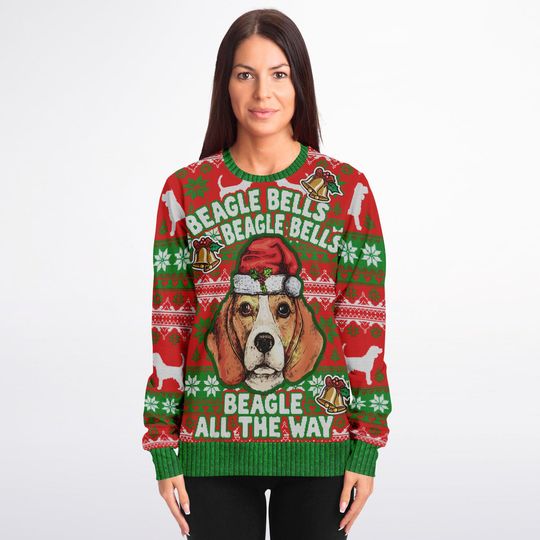 Funny Ugly Christmas Sweatshirt - Beagle Bells, Beagle All the Way Ugly Sweatshirts - Image 17