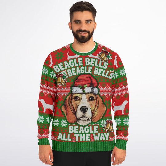 Funny Ugly Christmas Sweatshirt - Beagle Bells, Beagle All the Way Ugly Sweatshirts - Image 15