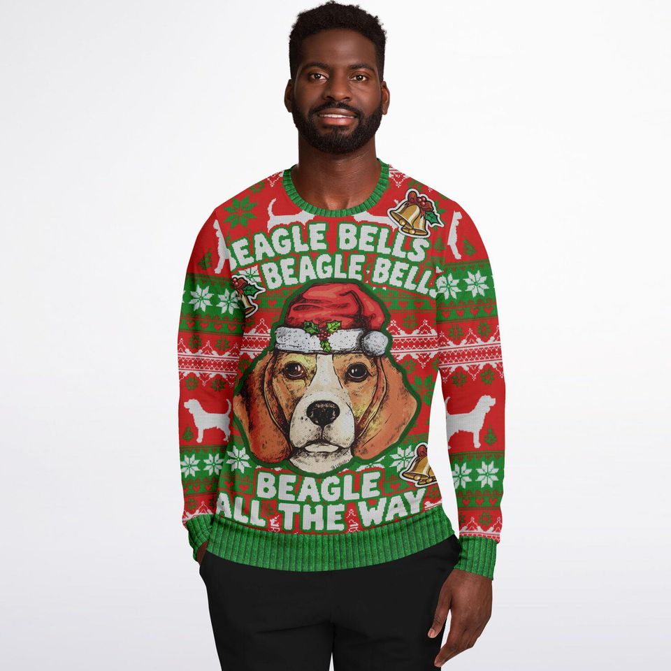 Funny Ugly Christmas Sweatshirt - Beagle Bells, Beagle All the Way Ugly Sweatshirts - Image 4