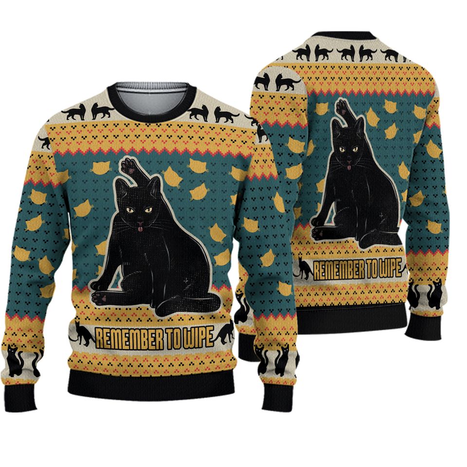 Funny What Black Cat Ugly Christmas Sweater Christmas Gift 2024