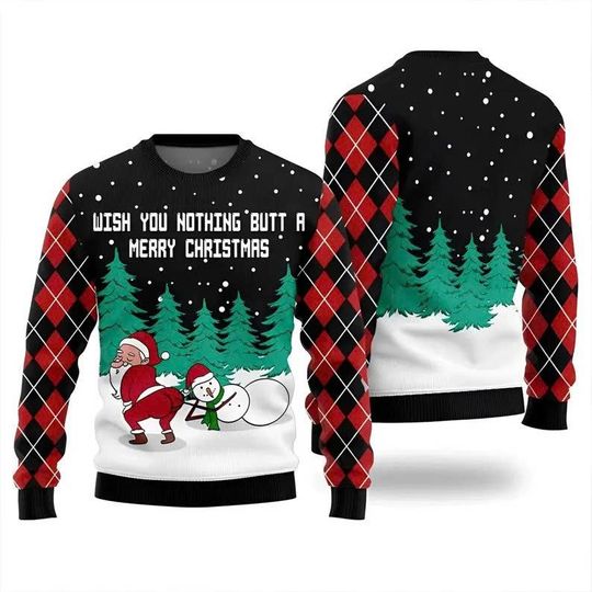 Funny Wish You Nothing Butt A Merry Christmas Ugly Sweater, H - Image 5