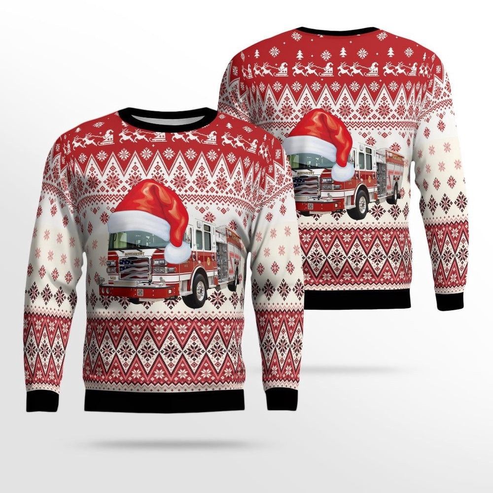 Fuquay-Varina North Carolina Northwest Harnett Volunteer Fire Department AOP Ugly Sweater Xmas Unisex Sweater Christmas Gifts For Men Women