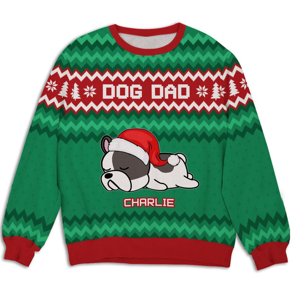 Fur Mom Dad Pattern Custom Pet Lover Personalized Snowy Forest Ugly Sweatshirt