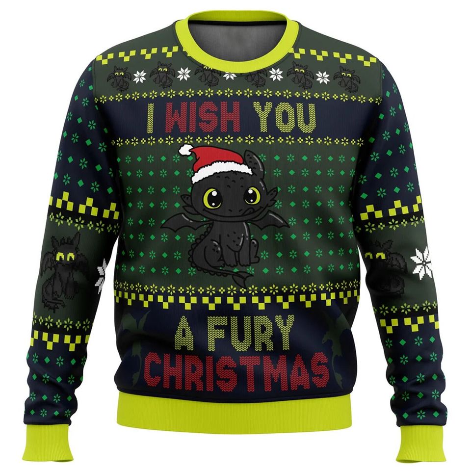 Fury Christmas Toothless Ugly Christmas Sweater, Toothless  Ugly Sweater