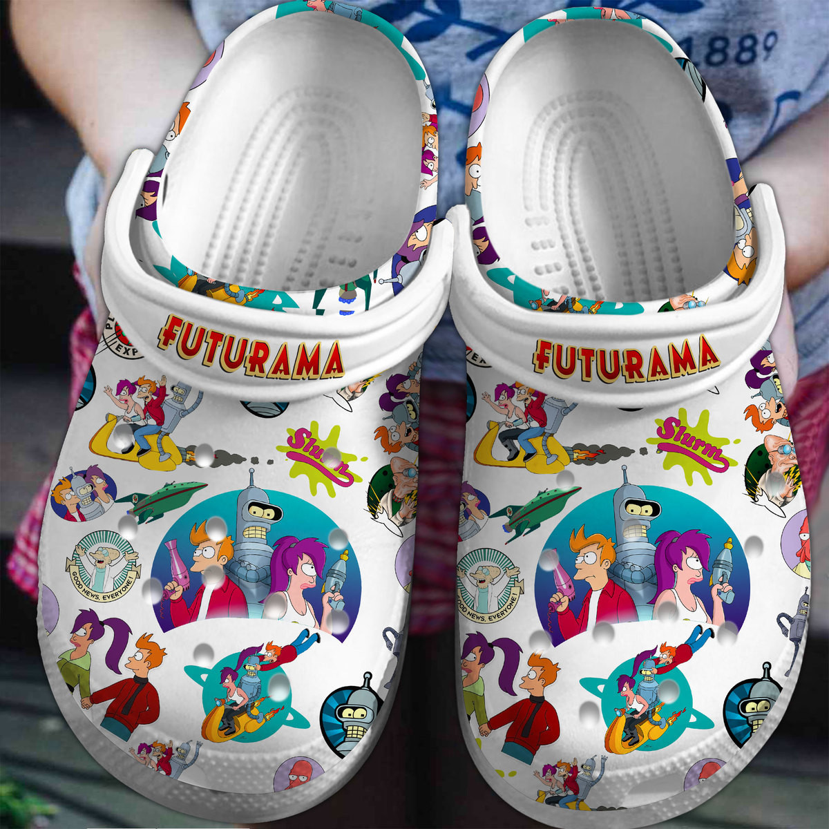 Futurama Cartoon Crocs Crocband Clogs Shoes Comfortable For Men Women and Kids