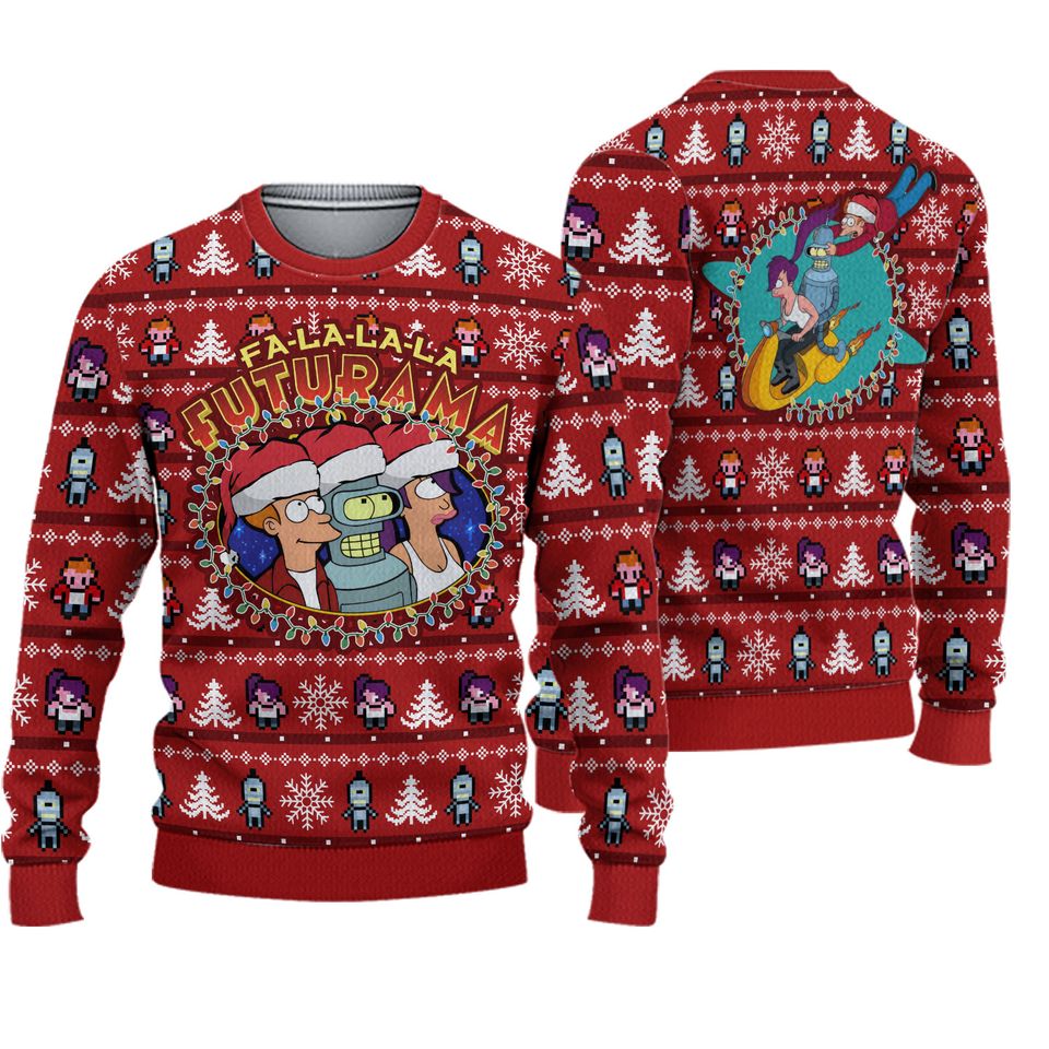Futurama Christmas Ugly Sweater, Futurama Bender Ugly Christmas 3D Sweater