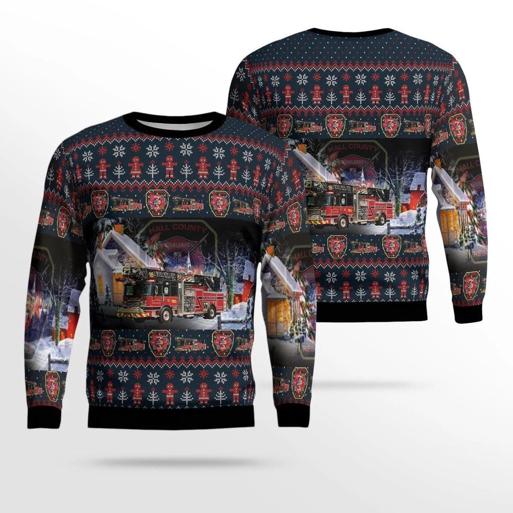 Gainesville Georgia Hall County Fire Services AOP Ugly Sweater Xmas Unisex Sweater Christmas Gifts For Men Women
