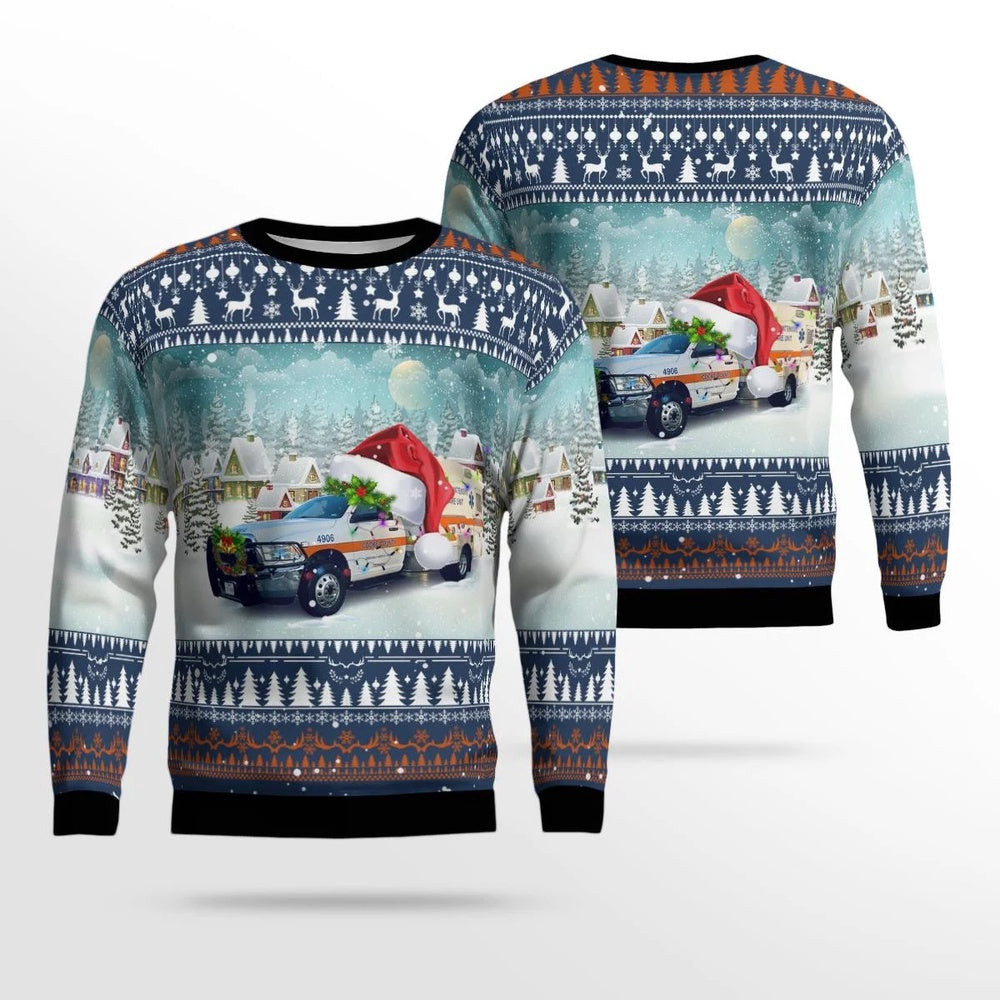 Gainesville Texas Cooke County EMS AOP Ugly Sweater Xmas Unisex Sweater Christmas Gifts For Men Women