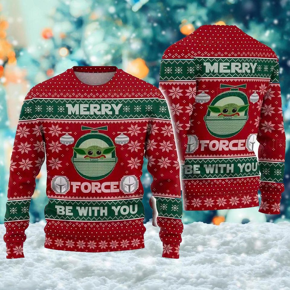 Galaxy Green Baby 3D Ugly Sweater, Kidalorian Ugly Christmas Sweater