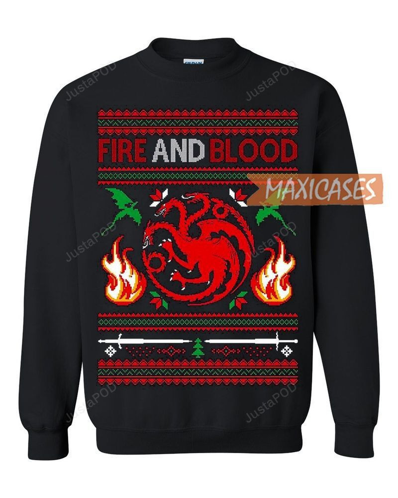 Game Of Thrones Fire And Blood Ugly Christmas Sweater Adult 3D Funny Matching for family