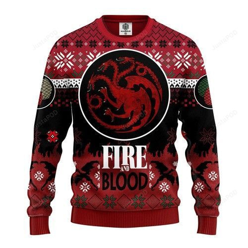 Game Of Thrones Targaryen Fire Blood Christmas For Unisex Ugly Christmas Sweater Adult 3D Funny Matching for family