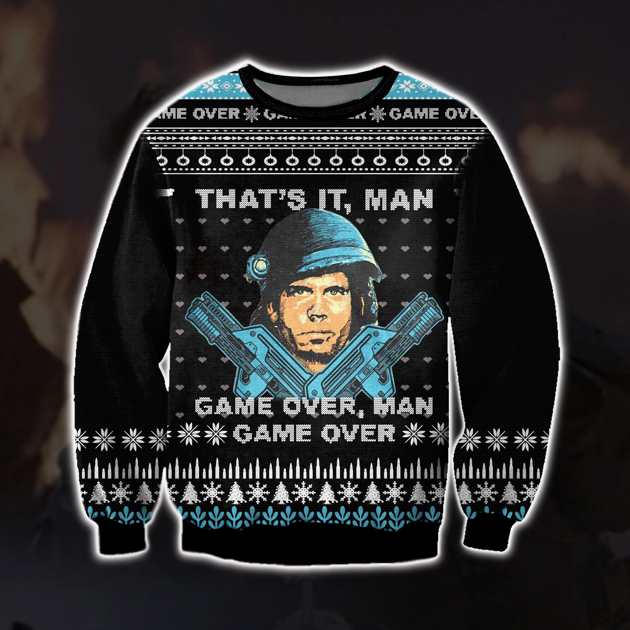 Game Over, Man 3D Print Ugly Christmas Sweater Adult 3D Funny Matching for family
