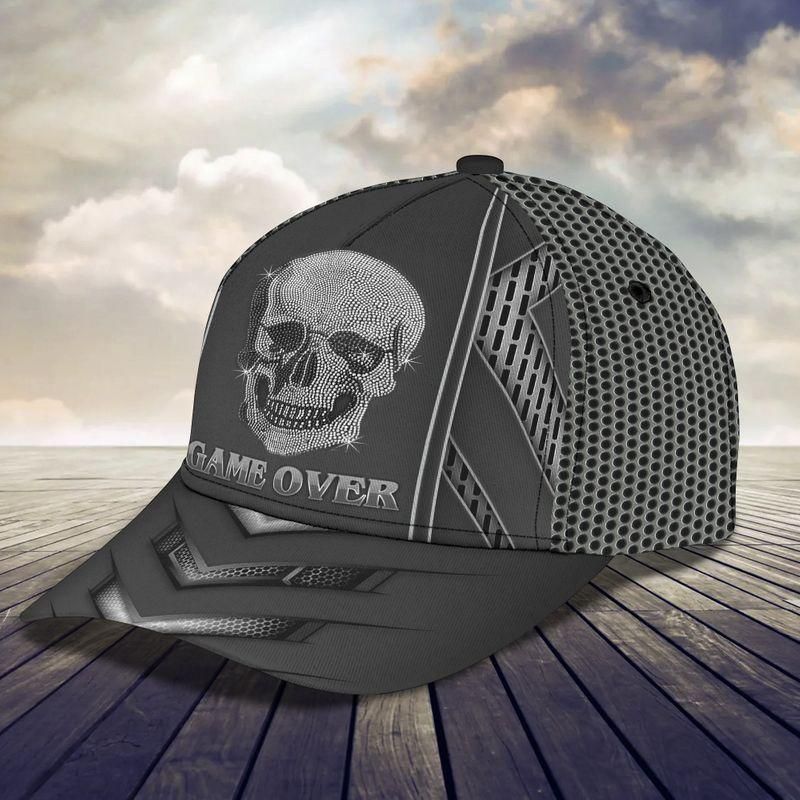Game Over Skull Black Classic Cap Baseball Cap Trucker Hats Custom Hats Gifts For Men & Women