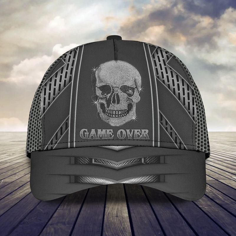 Game Over Skull Black Classic Cap Baseball Cap Trucker Hats Custom Hats Gifts For Men & Women