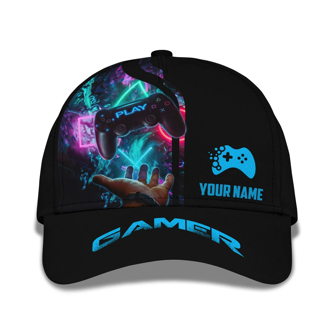 Gamer Life Classic Cap Gaming Personalized Name 3D Baseball Cap Trucker Hats Custom Hats Gifts For Men & Women