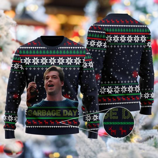 Garbage Day Quotes 3D All Over Printed T-shirt, 80s Scary Movie Ugly Christmas Sweater - Image 3