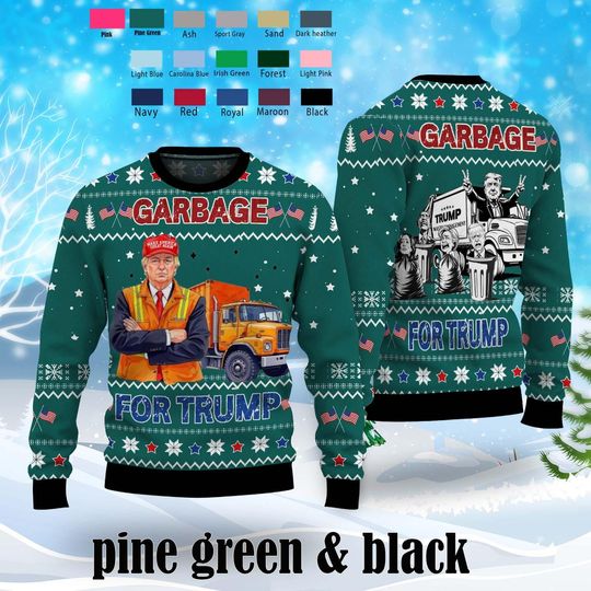 Garbage for Trump 2024 Patriotic Christmas Ugly Sweater - Image 10