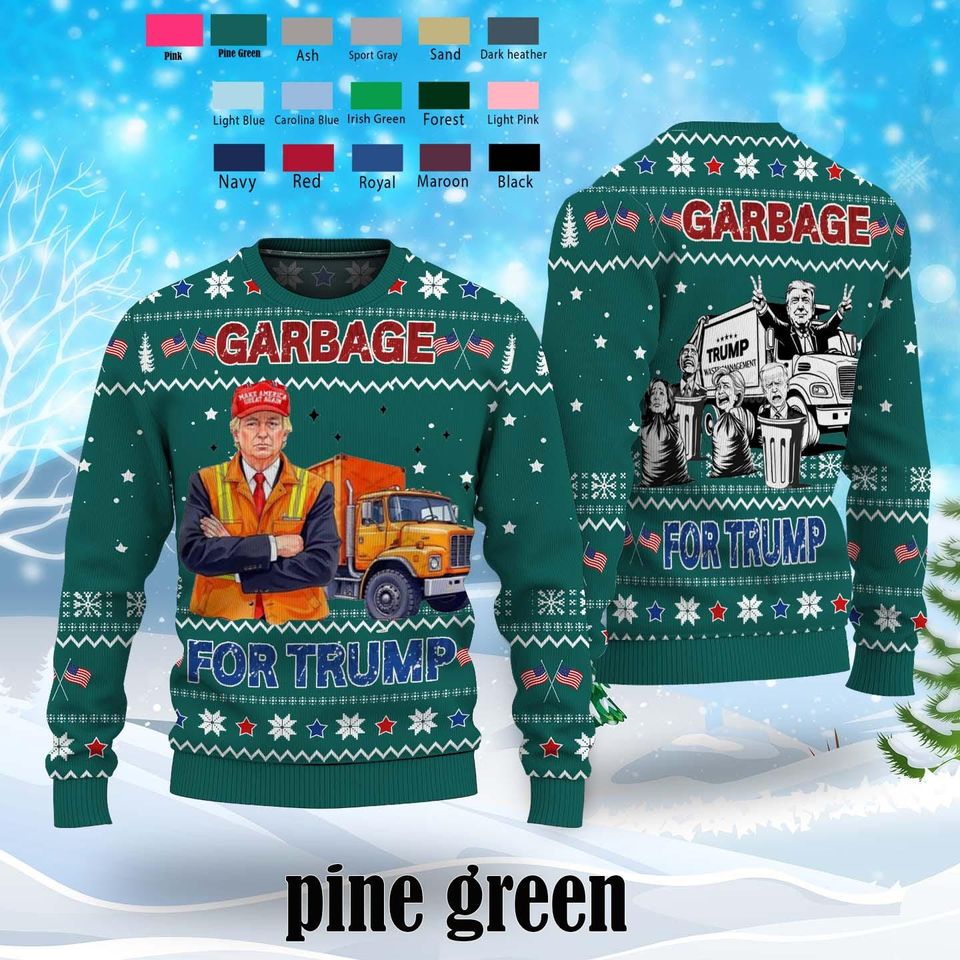 Garbage for Trump 2024 Patriotic Christmas Ugly Sweater - Image 4