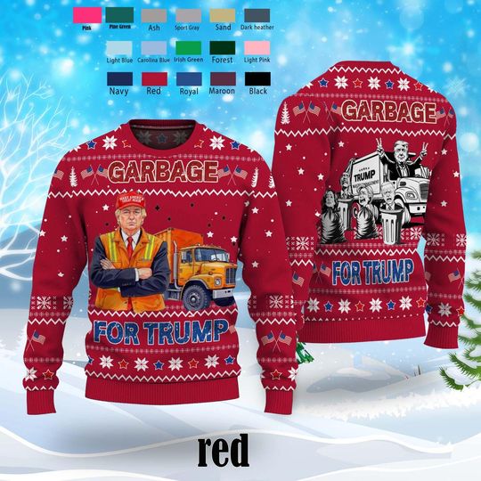 Garbage for Trump 2024 Patriotic Christmas Ugly Sweater - Image 12
