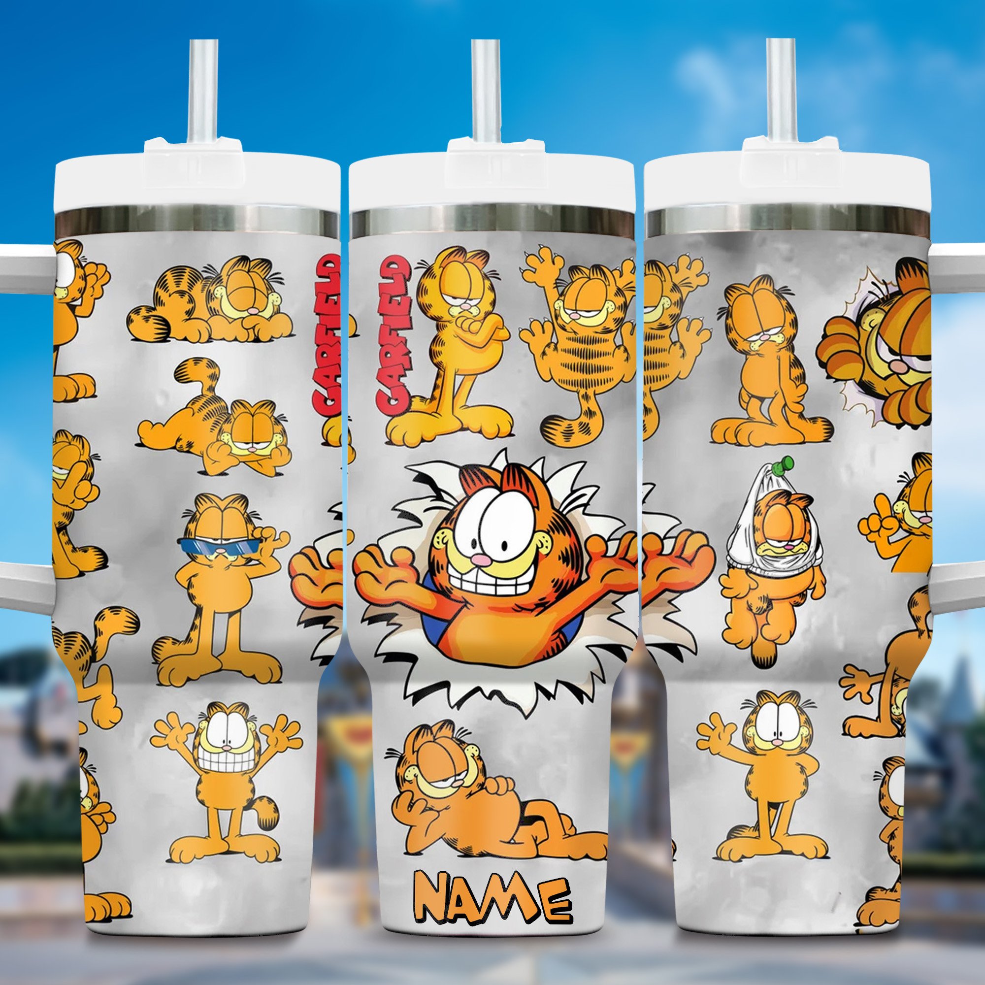 Garfield Cartoon Custom Stanley Cup 40 oz 30 oz Tumbler With HandleTVC2301289